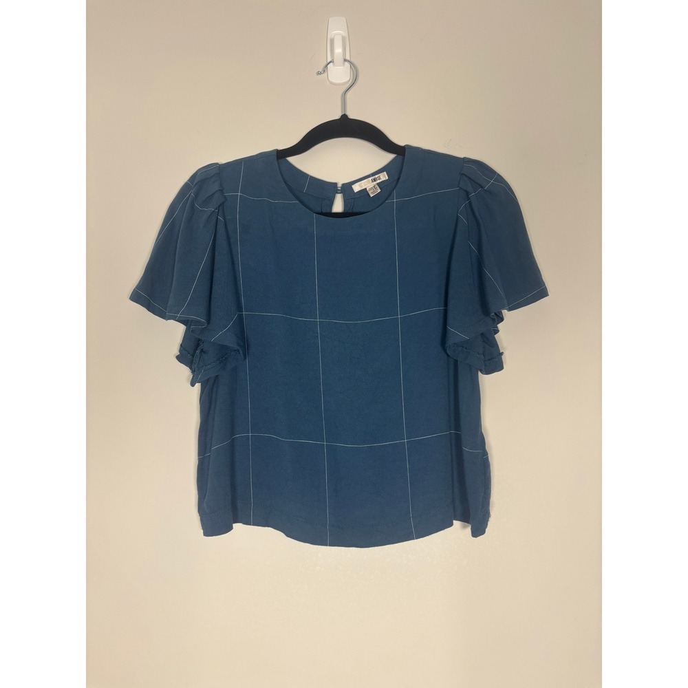 Amuse Society Blue Flutter Sleeve Blouse XS
